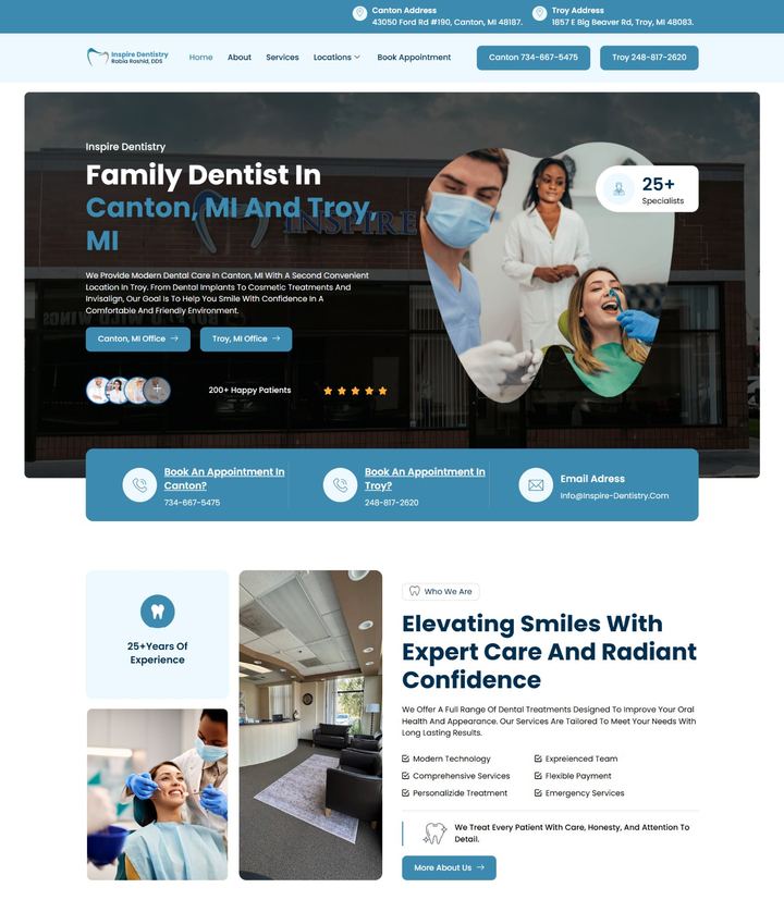 Inspire Dentistry website design by Web Design UAE