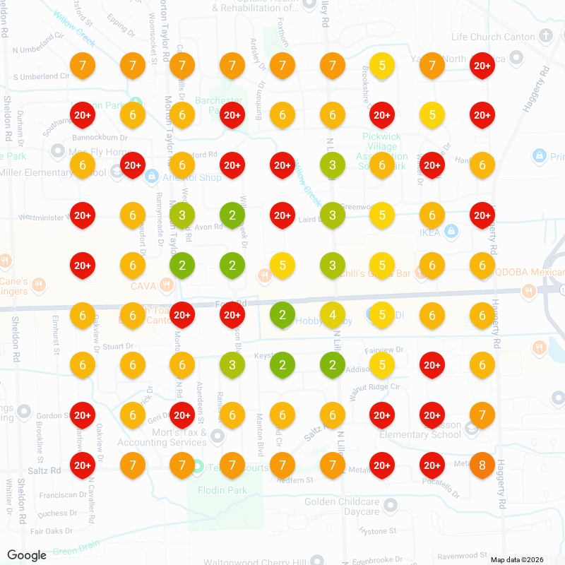 Local grid showing rankings of six, seven and twenty plus before optimization
